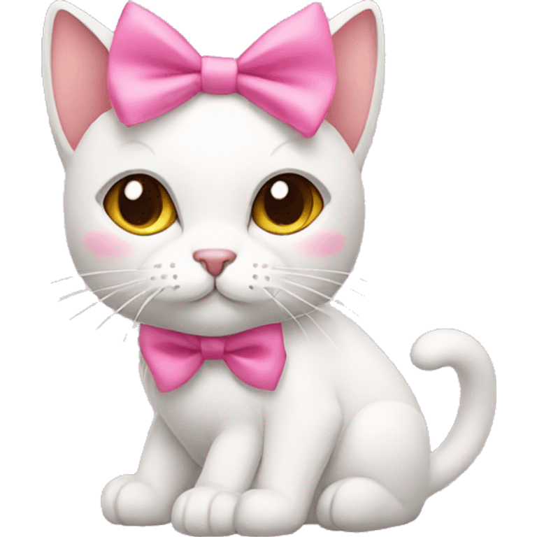 cat with pink bows on right side of ear emoji