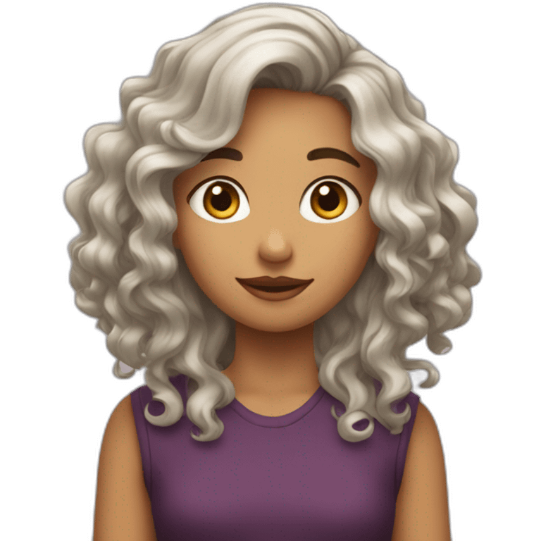 fille cheveux ondulés emoji