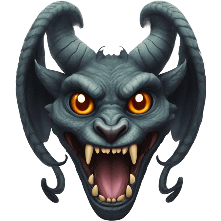 garuda snake demon who resembles a baphomet cat creature with fangs emoji