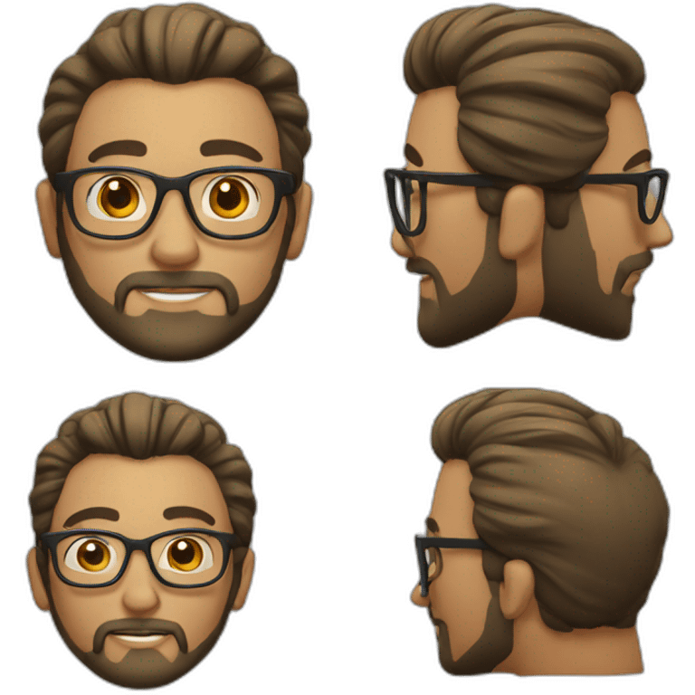 Man with man bun and glasses with beard emoji