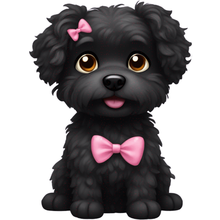 Black fluffy dog with hair bow  emoji