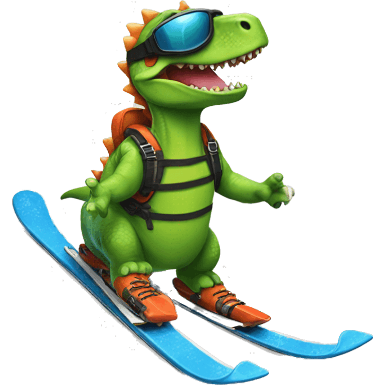 Dino skiing emoji