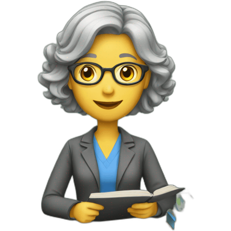 teacher-girl-grayhair-teaching emoji