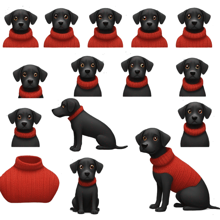 Black dog with red sweater  emoji