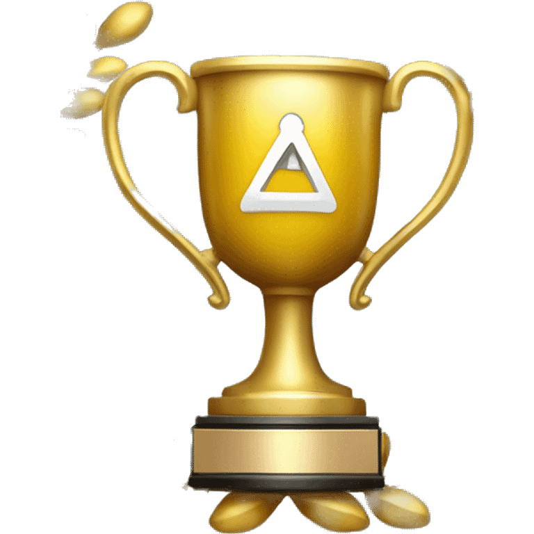 trophy with golden laurel wreth. small atoms and other symbols of chemistry and physic in background emoji