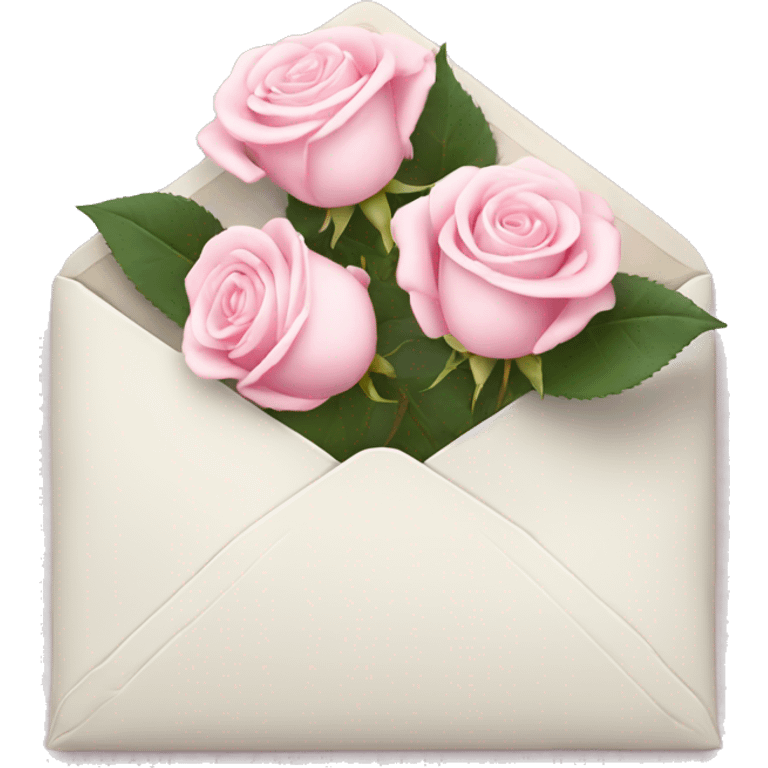 White envelope with light pink roses emoji