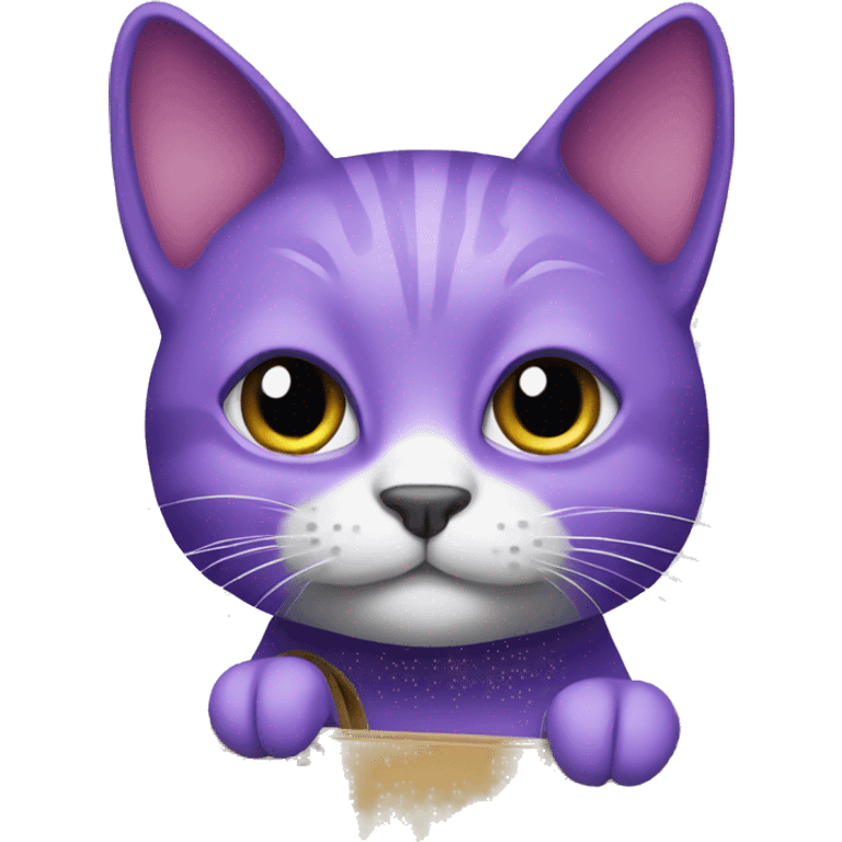 Purple cat with a bag emoji