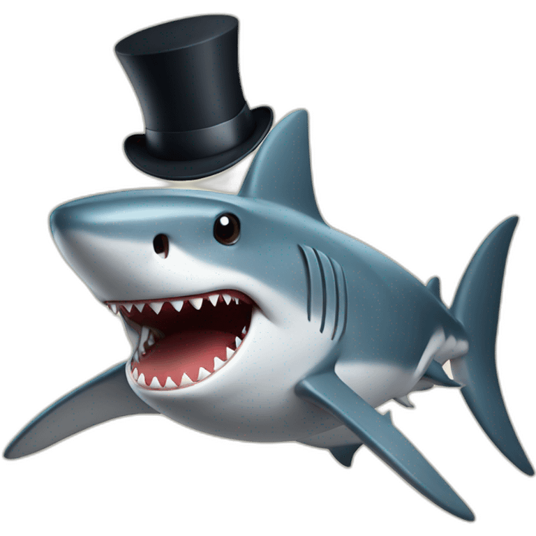 Shark with a top hat emoji