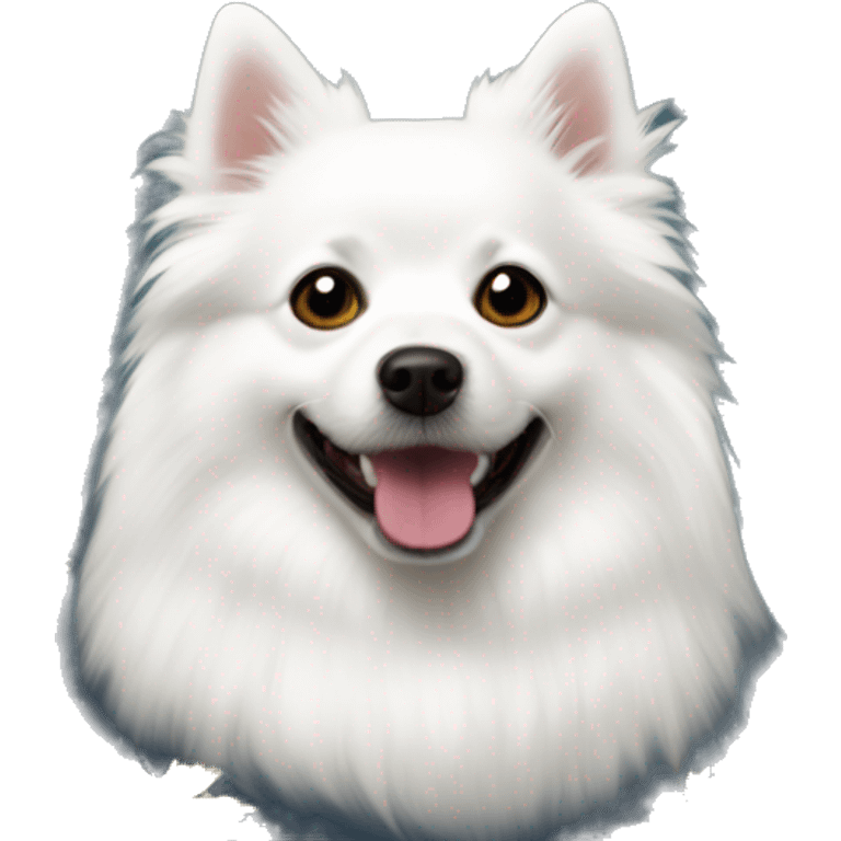 White german spitz leafing and hol moon emoji