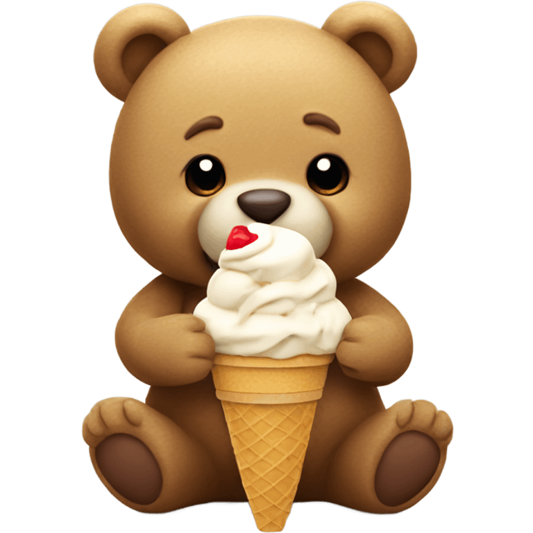 Teddy bear eating ice cream emoji