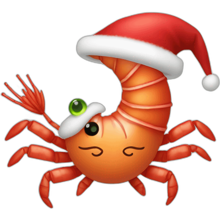 Funny shrimp dressed like santa claus emoji