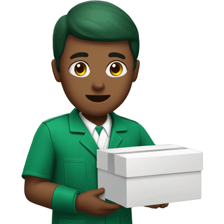 brown Pharmacist with a box of medics and green uniform emoji