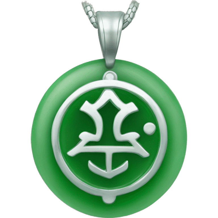 jade pendant with 家 silver symbol inside emoji