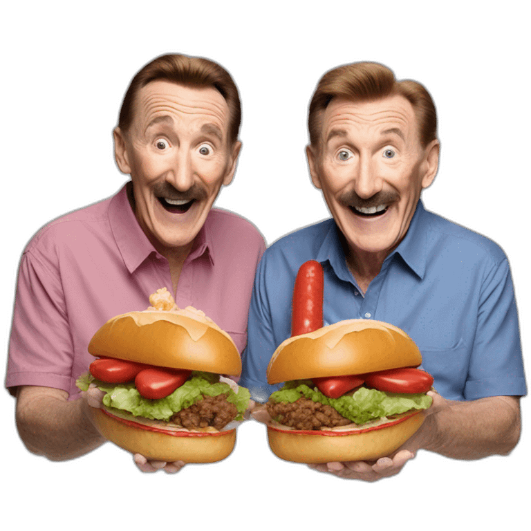 Chuckle Brothers eating the world’s biggest saveloy emoji