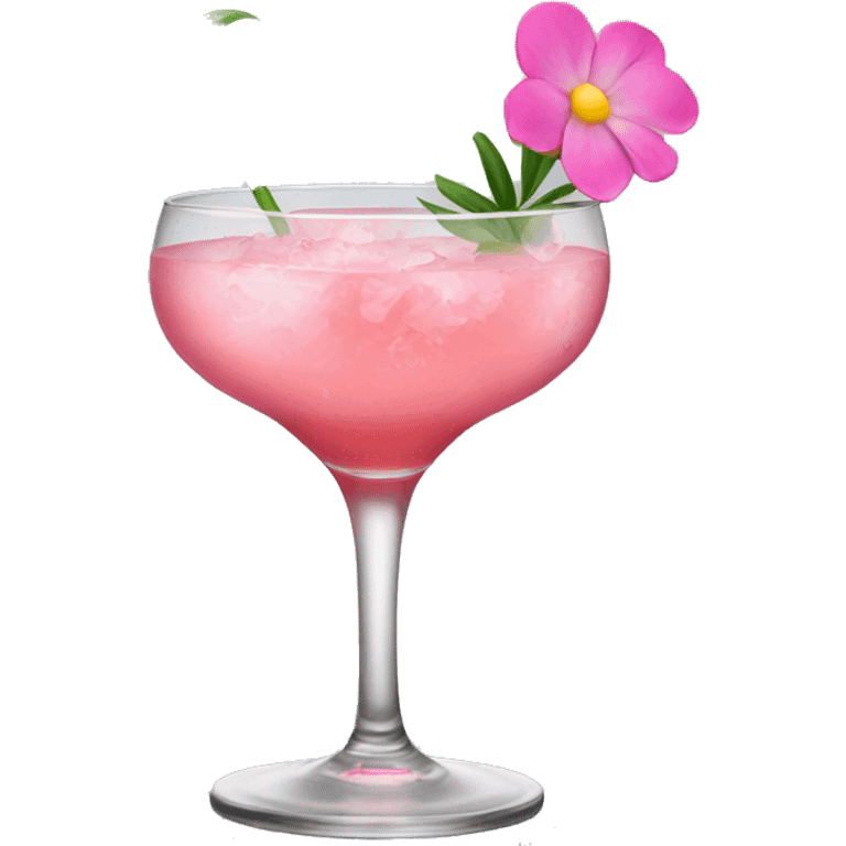 Cocktail with pink flowers emoji