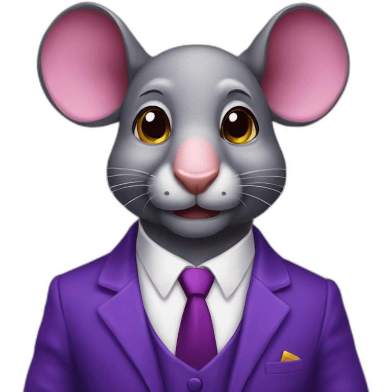 raton con traje de etiqueta y orejas de elefante morado emoji