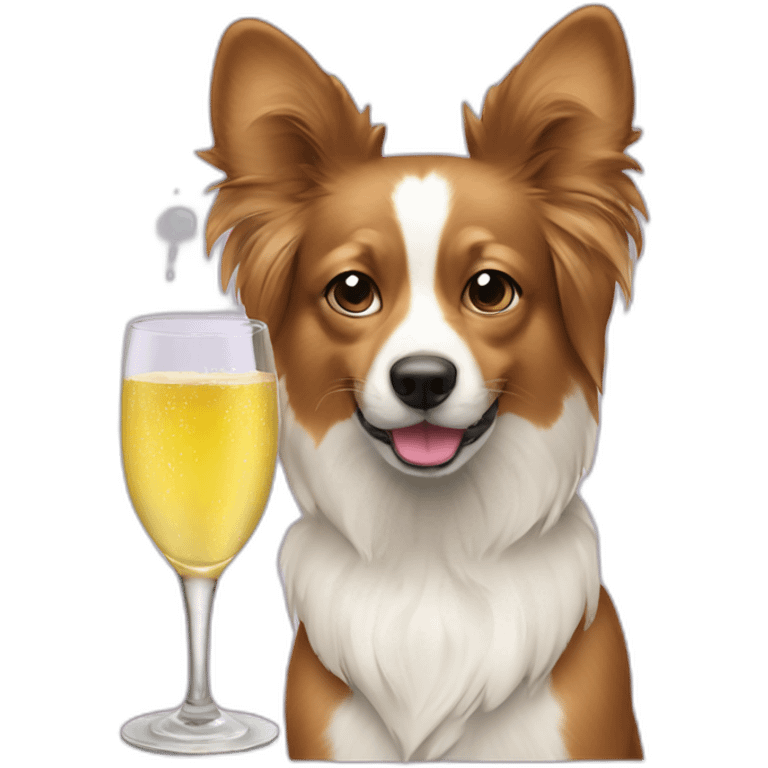 papilion dog drinking champain emoji