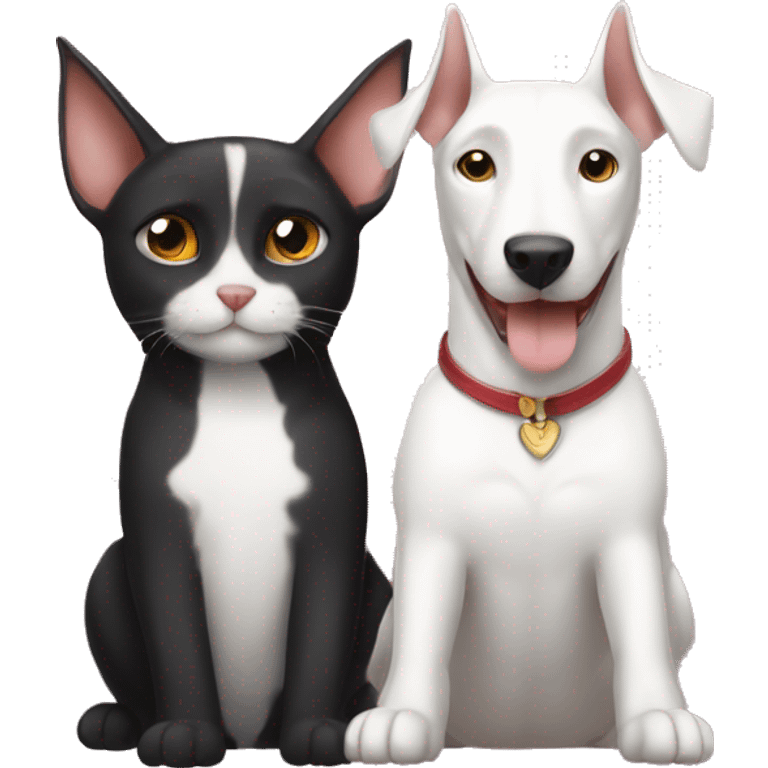 White cat and Doberman in love emoji