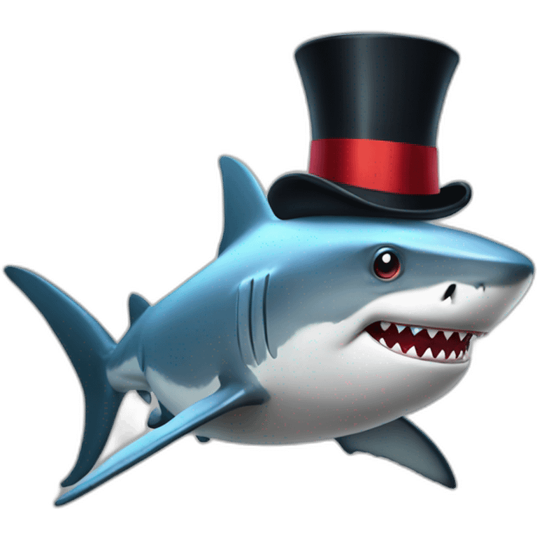 Shark with a top hat emoji