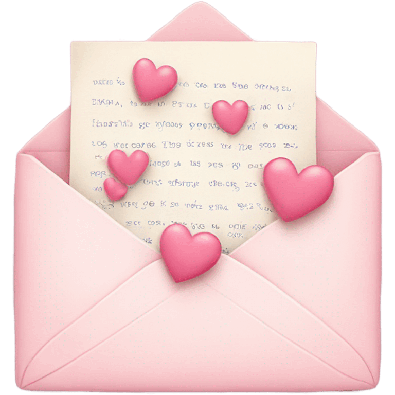 romantic letter with pastel pink hearts emoji