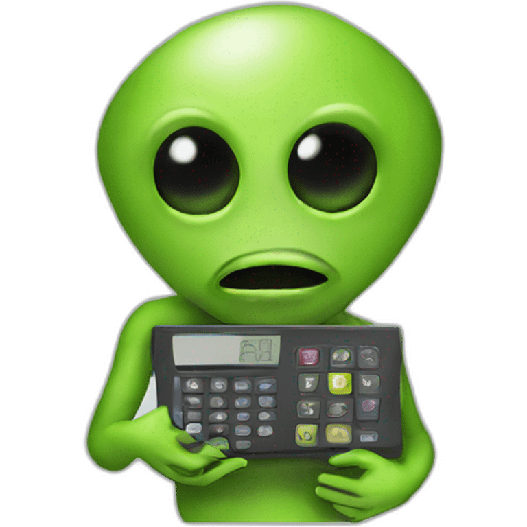 alien with calculator emoji