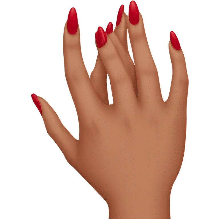 Long red  nails on medium skin ton emoji