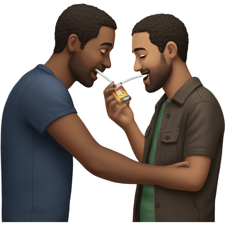 Two men sharing a nicotine pouch emoji