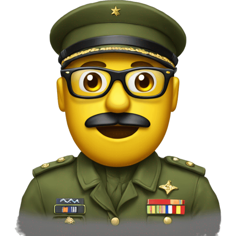 rana con gafas y gorro militar emoji