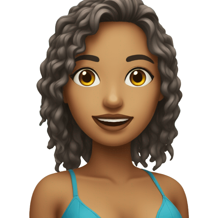 una chica en la playa emoji