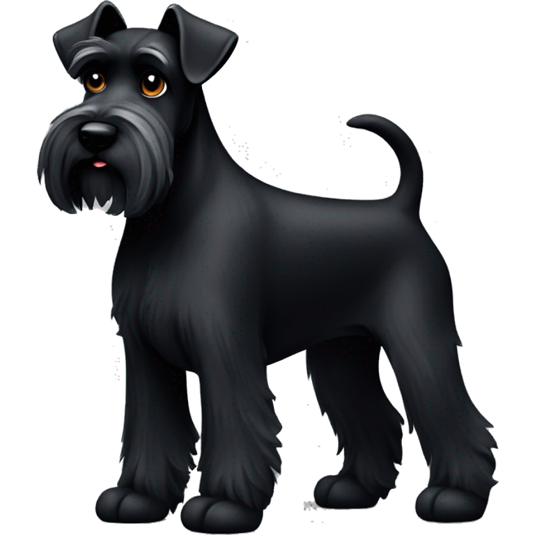 Black schnauzer with one ear upright and the other one down emoji