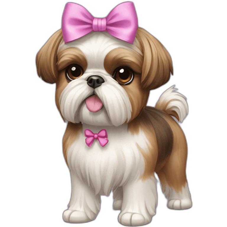 Dog Shih Tzu with a bow on head full-body emoji