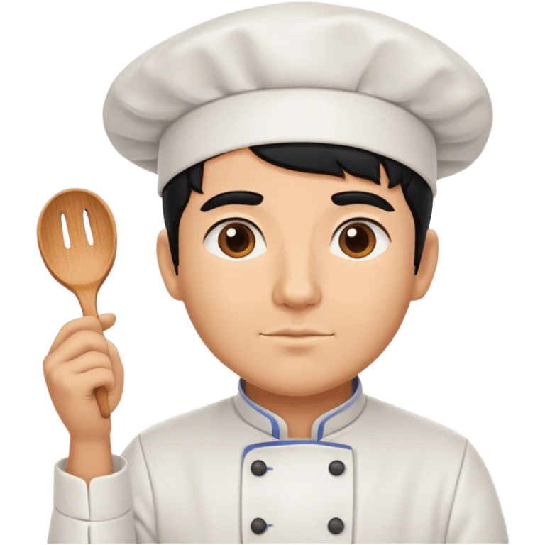 male chef outdoors with black hair emoji