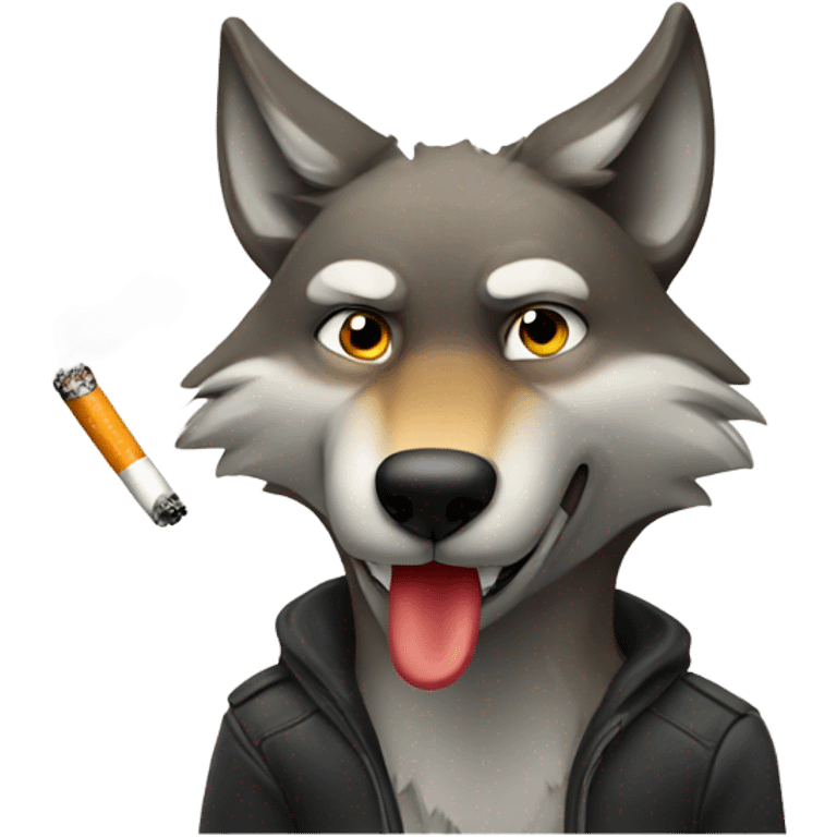 Wolf smoking a cigarette emoji