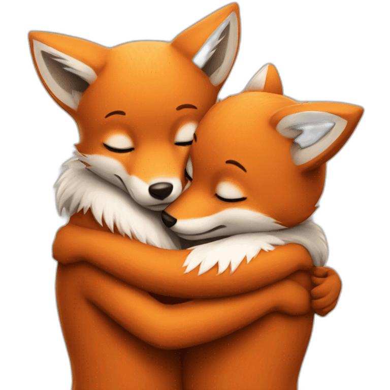 Foxes hugging emoji