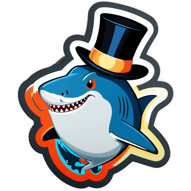 Shark with a top hat emoji