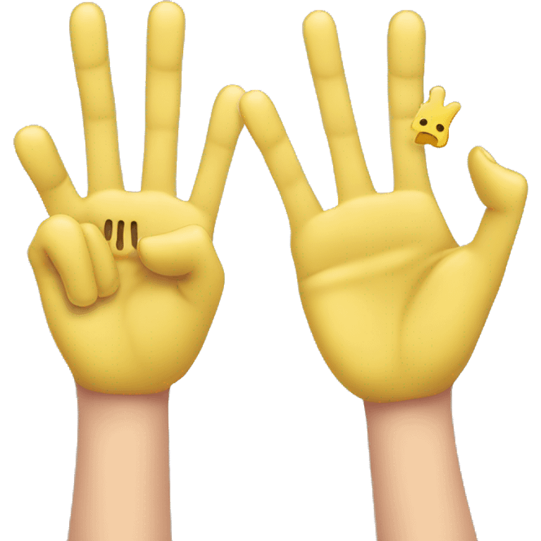 Yellow hand with index and ring finger together tumb finger, middle, pinky finger are closed emoji