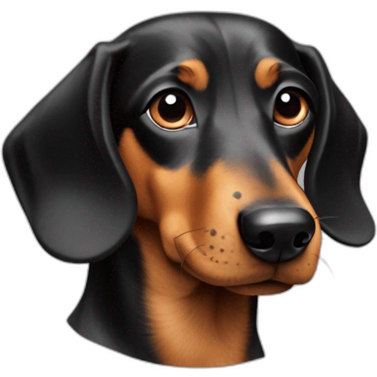 Dog head reality dachshund Looks to the left side 180 Degrees emoji