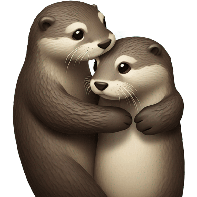 An Otter Couple hugging each other emoji