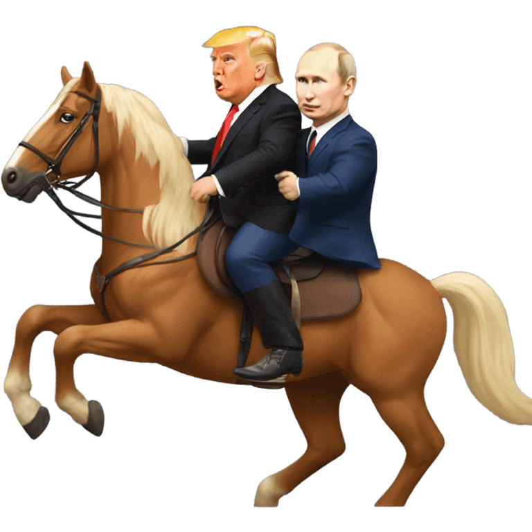 Trump and Putin riding a horse together  emoji