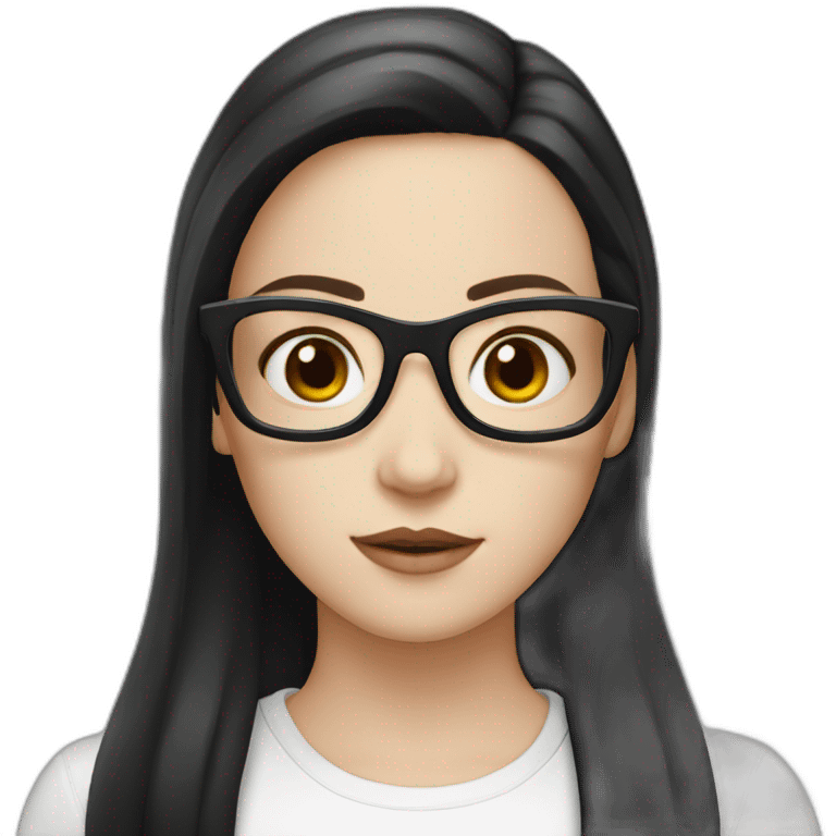 White Girl with black hair with white skin and wings and glasses emoji