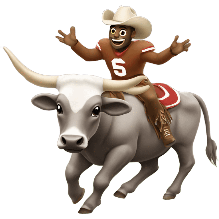 Buckeye mascot riding a longhorn emoji