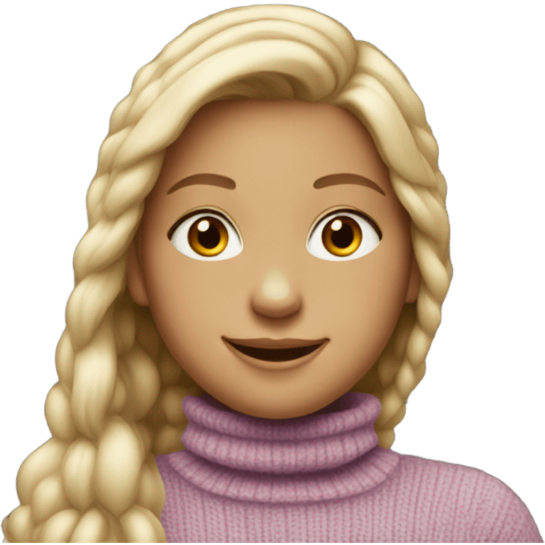 smiling girl in turtleneck sweater emoji