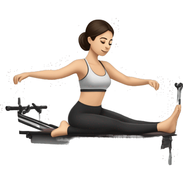 Brunette girl doing reformer Pilates emoji