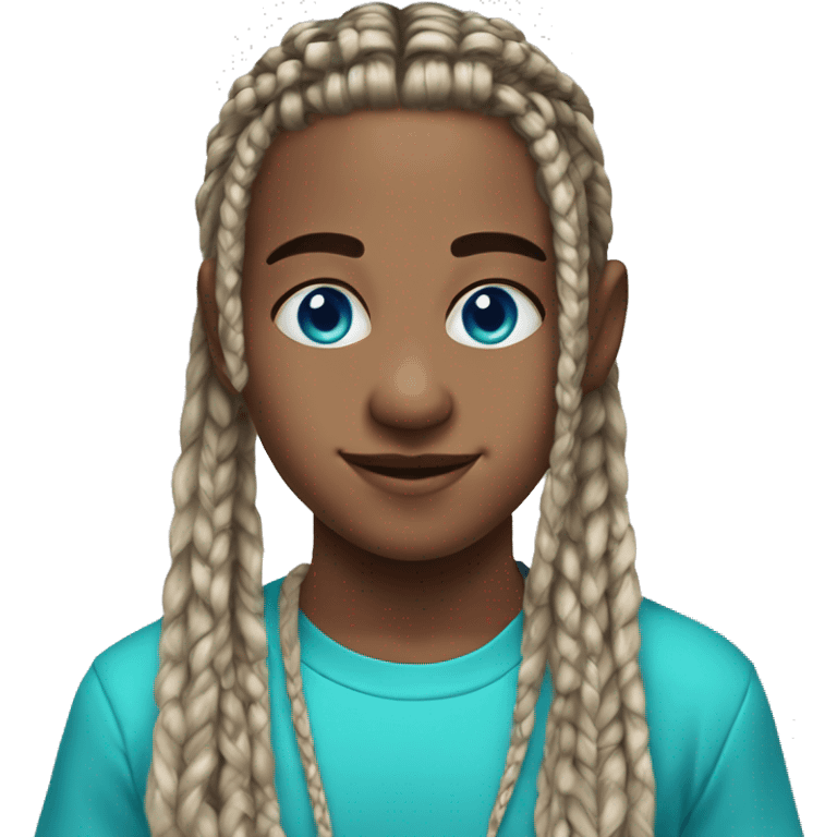 Short cut turquoise box braids boy with blue eyes  emoji