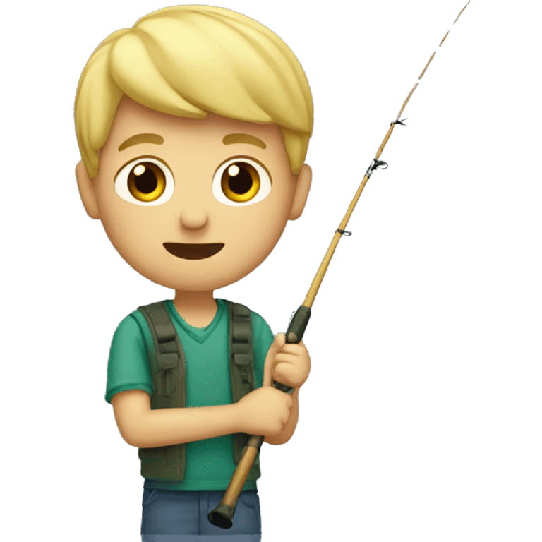 Blonde boy with fishing pole  emoji