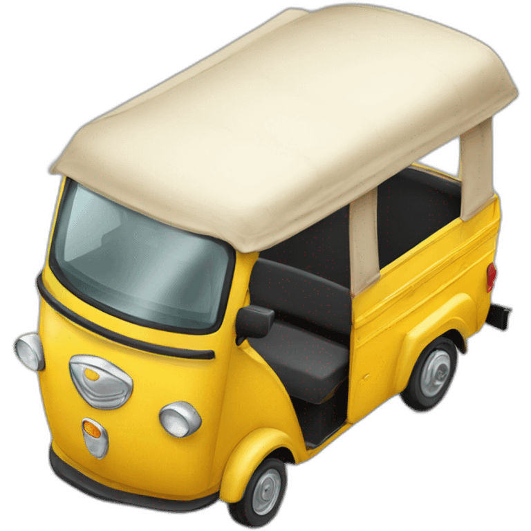 yellow auto rickshaw india from top view emoji