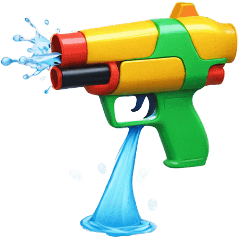 watergun towards a emoji's head and is suishing the camera emoji