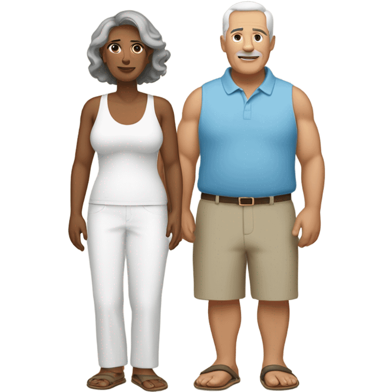 White heavyset middle-aged couple on the beach emoji