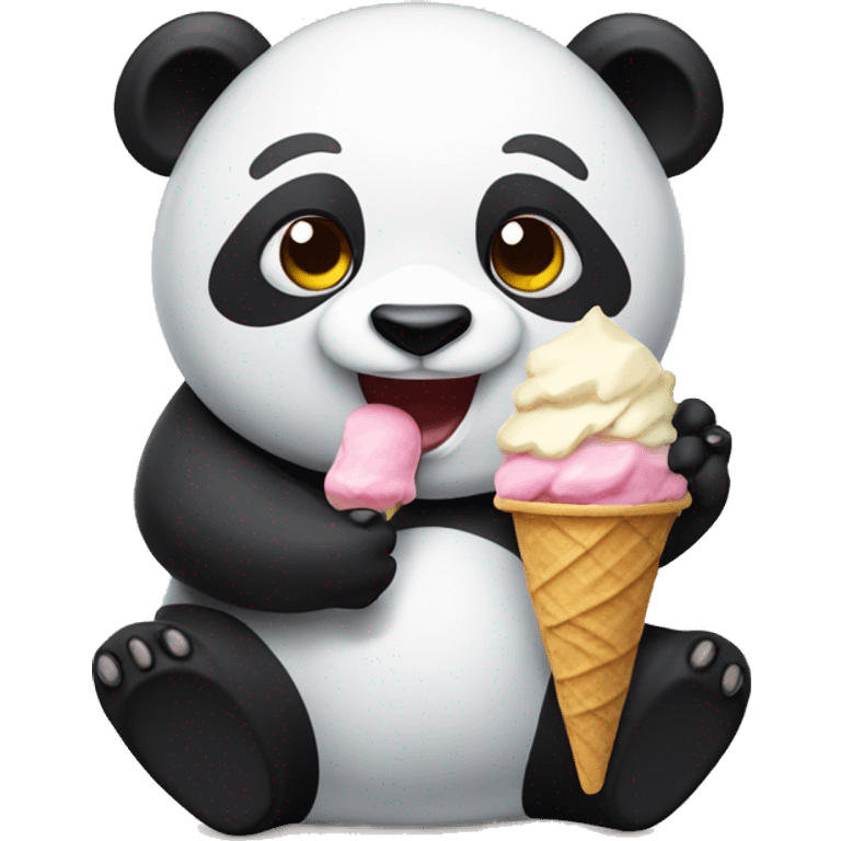 Panda eating ice cream emoji