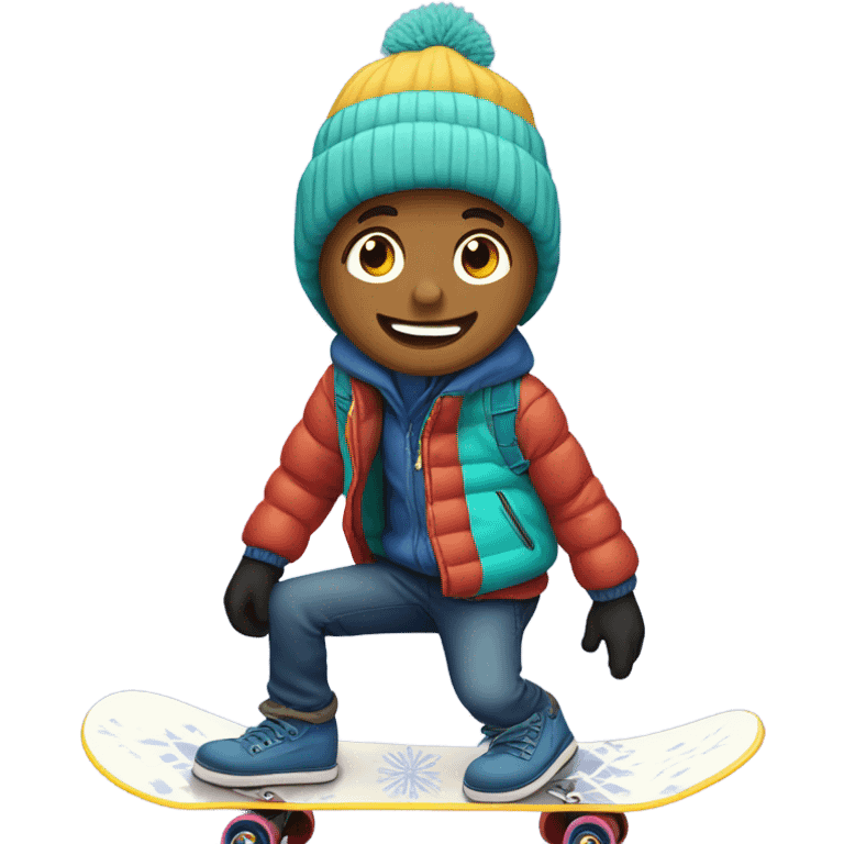 Skater boy in snow emoji